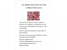 Gift Card 500g Composting/Wormery Worms in bedding