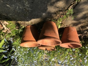 4 Single rim hand thrown Victorian Flower pots